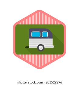 Motorhomes flat icon with long shadow on badge background,EPS 10