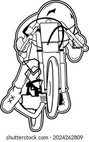 A motorized drag bike cartoon art. With the concept of jumping like a motorcycle racing style