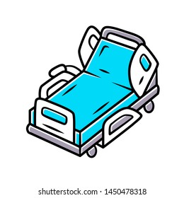 Motorized, Electric Hospital Bed Color Icon. Device For Physically Disabled People. Paraplegic Person Treatment. Inpatient Care, Rehabilitation Equipment. Isolated Vector Illustration