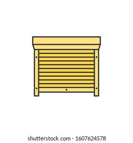 Motorized shutters, blinds, garage doors thin line icon. Colored linear vector sign