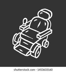 Motorized wheelchair chalk icon. Mobility aid device for physically disabled people. Transportation for handicapped person. Remote controlled scooter. Isolated vector chalkboard illustration