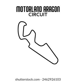  Circuito MotorLand Aragón. Circuito para automovilismo y autosport. Ilustración vectorial.	