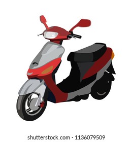 motorroller red realistic vector illustration isolated