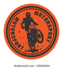 Motorsport abstract label, vector illustration