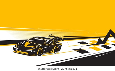 Motorsport car racing abstract background design. Vector illustration of sports race concept