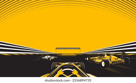 Motorsport car racing on abstract background design. Sport race
