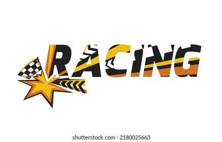 Motorsport event logotype. Extreme racing adventure. Modern style. Unique logo, sign, brand identity design. Vector illustration in yellow, black colors useful for advert, print, poster design