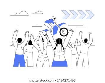 Motorsport fans abstract concept vector illustration. Group of diverse people looks at motorsport competition, professional racing fans, sport transport, extreme event abstract metaphor.