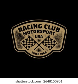 Motorsport racing Club logo template vector design element vintage style for label or badge retro illustration.