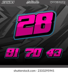 motorsport text and number effect for decals