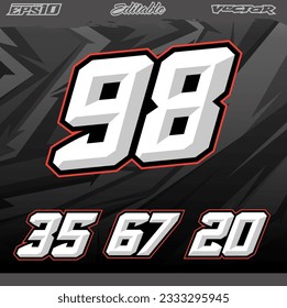 motorsport text and number effect for decals