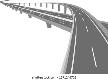 Motorway crossed overpass on a white background.