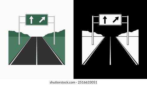 Emojis de autopista: Ilustración vectorial de emojis de autopista con fondo blanco y negro