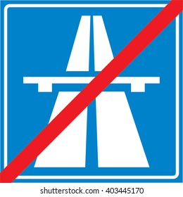 Motorway ends. Highway sign