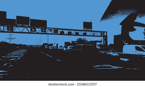 Motorway high contrast abstract silhouette