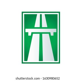 Motorway. Highway green sign. isolated icon on the white background