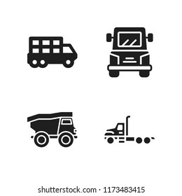 motorway icon. 4 motorway vector icons set. trailer, truck and transportation truck icons for web and design about motorway theme