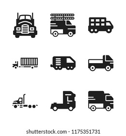 motorway icon. 9 motorway vector icons set. transportation truck, logistics truck and truck icons for web and design about motorway theme
