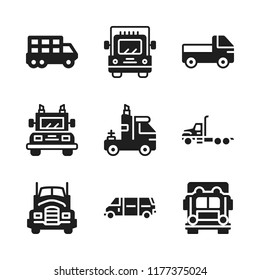 motorway icon. 9 motorway vector icons set. truck, trailer and van car icons for web and design about motorway theme
