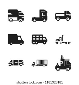 motorway icon. 9 motorway vector icons set. van car, transportation truck and trailer icons for web and design about motorway theme