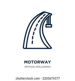 motorway icon from artificial intellegence and future technology collection. Thin linear motorway, travel, transportation outline icon isolated on white background. Line vector motorway sign, symbol 