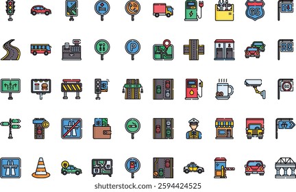 Motorway icons High-Quality Vector Icons Collection with Editable Stroke. Ideal for Professional and Creative Projects.