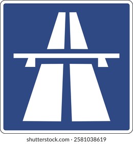 Motorway information road sign. Highway road sign. Freeway icon. Warning drivers about the beginning a road with the status a motorway.