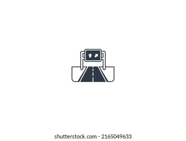 Autobahn Vektor flach Emoticon. Einzige Highway-Illustration. Straßensymbol