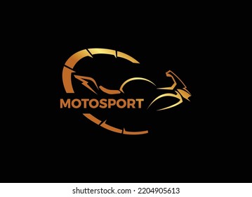 El Logo Del Motosport Diseña La Inspiración. Logotipo de motocicleta en oro