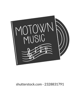 Motown Music Icon Silhouette Illustration. Vinyl Vector Graphic Pictogram Symbol Clip Art. Doodle Sketch Black Sign.