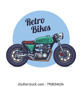 Motrocycle Bike Cafe Racer on White Background. Vector illustration