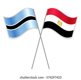 Motswana and Egyptian crossed flags. Botswana combined with Egypt isolated on white. Language learning, international business or travel concept.
