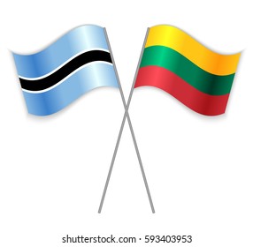 Motswana and Lithuanian crossed flags. Botswana combined with Lithuania isolated on white. Language learning, international business or travel concept.