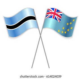 Motswana and Tuvaluan crossed flags. Botswana combined with Tuvalu isolated on white. Language learning, international business or travel concept.