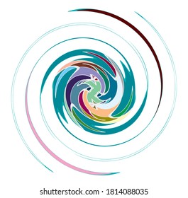 Mottle, variegated abstract spiral, swirl, twirl and vortex shapes