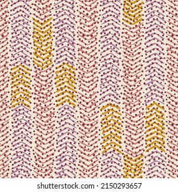 Mottled background. All over spotted seamless pattern. Geometric print with small dots overlaid on chevron texture. Abstract simple  minimal swatch. Combined ethnic manner rug grid prints.