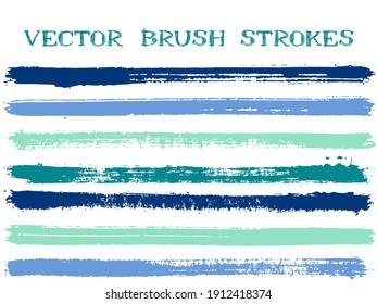 El pincel de tinta acanalado traza elementos de diseño aislados. Conjunto de líneas de pintura. Bandas de brushe de tinta urbana aisladas en muestras de libros de guía de colores vectoriales blancos.