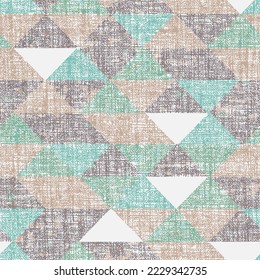 mottled linen woven texture. Seamless printed fabric pattern for tropical coastal style. Interior textile green background. Mottled colorful turquoise dye stains. 