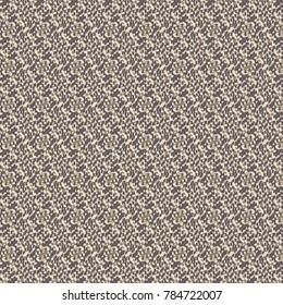 Mottled pattern composed of pixels with elusive oblique stripes in brown and beige shades. Upholstery texture. Abstract vector.