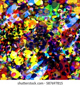 Mottled seamless texture. Colorful abstract vector background with ovals and spots. Dynamic pattern