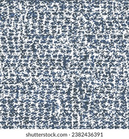 Mottled, shabby cotton fabric, woven in blue and white. Coarse wool cloth. Rough texture. Vector seamless.