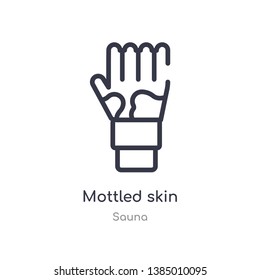 mottled skin outline icon. isolated line vector illustration from sauna collection. editable thin stroke mottled skin icon on white background