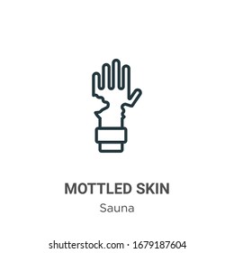 Mottled skin outline vector icon. Thin line black mottled skin icon, flat vector simple element illustration from editable sauna concept isolated stroke on white background