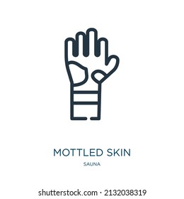 mottled skin thin line icon. mottled, luxury linear icons from sauna concept isolated outline sign. Vector illustration symbol element for web design and apps.