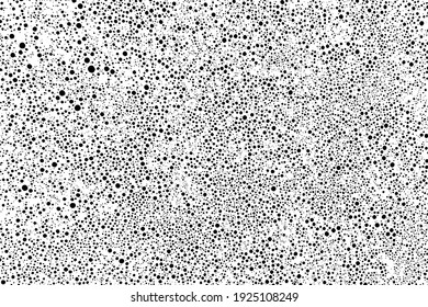 Mottled texture of the foamed surface with small bubbles and spots. Overlay template. Vector illustration