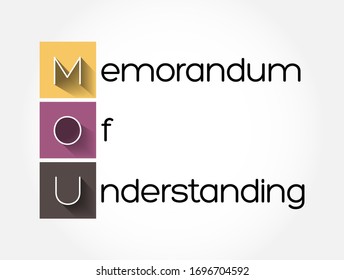 MOU - Memorandum Of Understanding acronym, business concept background