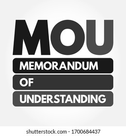 MOU - Memorandum Of Understanding acronym, business concept background