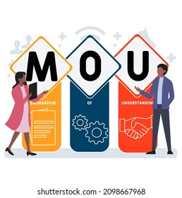 MOU - Memorandum Of Understanding acronym. business concept background. vector illustration concept with keywords and icons. lettering illustration with icons for web banner, flyer, landing page