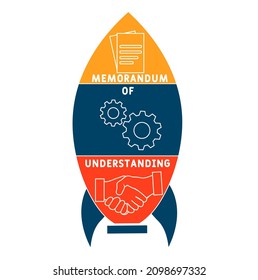 MOU - Memorandum Of Understanding acronym. business concept background. vector illustration concept with keywords and icons. lettering illustration with icons for web banner, flyer, landing page