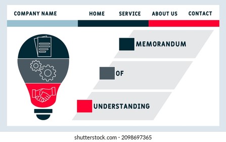 MOU - Memorandum Of Understanding acronym. business concept background. vector illustration concept with keywords and icons. lettering illustration with icons for web banner, flyer, landing page